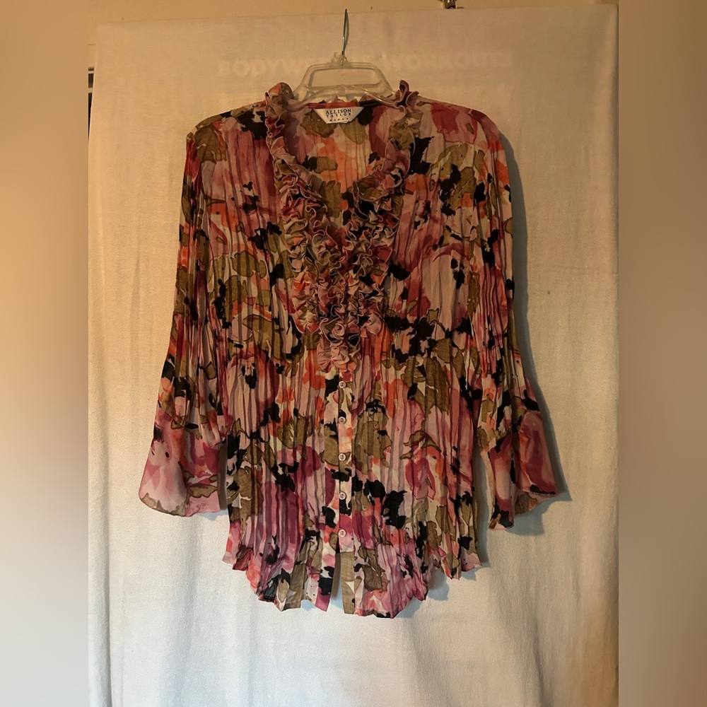 Allison Taylor Multicolor Floral Ruffle Blouse